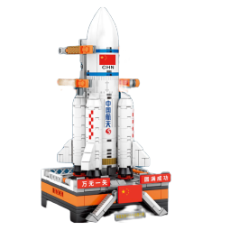 森宝积木积木拼装玩具儿童小颗粒中国航天火箭模型新年礼物女孩生日男孩 长征七号【382颗粒】