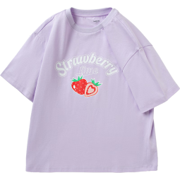 巴拉巴拉儿童短袖女童t恤2023新款夏装中大童童装打底衫印花上衣 粉紫70029 160cm