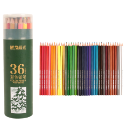 晨光(M&G)文具36色油性彩色铅笔 学生美术绘画填色笔 六角杆绿筒装 老师推荐开学用品AWP36802中考考试礼物