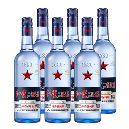 红星【酒厂直供】北京红星二锅头白酒 绵柔8陈酿 清香型 蓝瓶纯粮酿造 蓝八43度750ml*6瓶整箱装