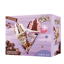 伊利巧乐兹黑巧森林莓+生椰拿铁咖啡味脆筒冰淇淋85g*4支/盒雪糕冷饮
