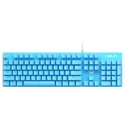 狼蛛（AULA）S2022真机械键盘青轴游戏键盘 104键办公电竞游戏键盘 台式电脑笔记本usb通用 天空蓝【混光】 青轴