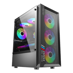 动力火车（PowerTrain）猎鹰 黑色电脑机箱 台式机玻璃侧透明matx主板机箱 240水冷 大面积网孔强劲散热