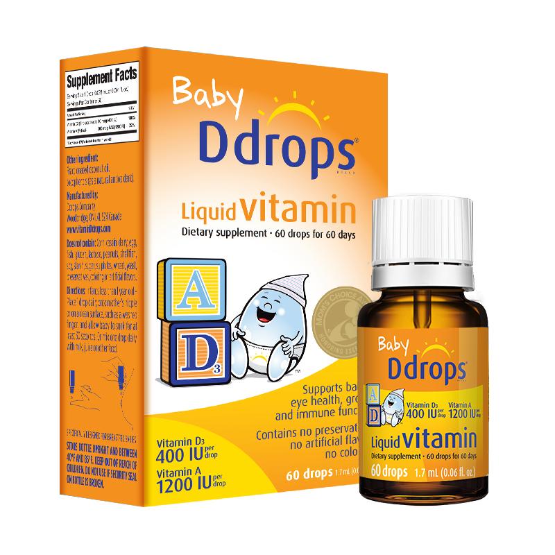 【自营】Ddrops新生儿宝宝d3维生素AD进口滴剂婴儿补钙VD小滴瓶