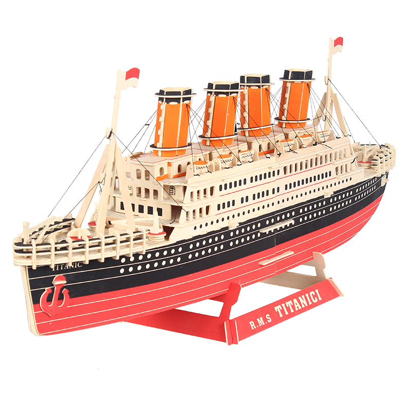成人大型船舰泰坦尼克号模型木制3D立体拼图益智烧脑拼装摆件玩具