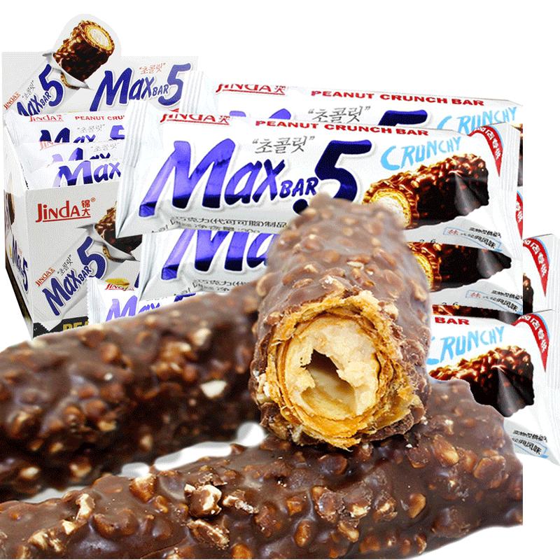 锦大max5花生夹心巧克力棒长条棒糖零食小吃休闲食品（代可可脂）