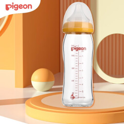 贝亲（Pigeon）奶瓶奶嘴 宽口径玻璃奶瓶新生儿防胀气玻璃奶瓶 240ml黄色（带M号奶嘴）AA71