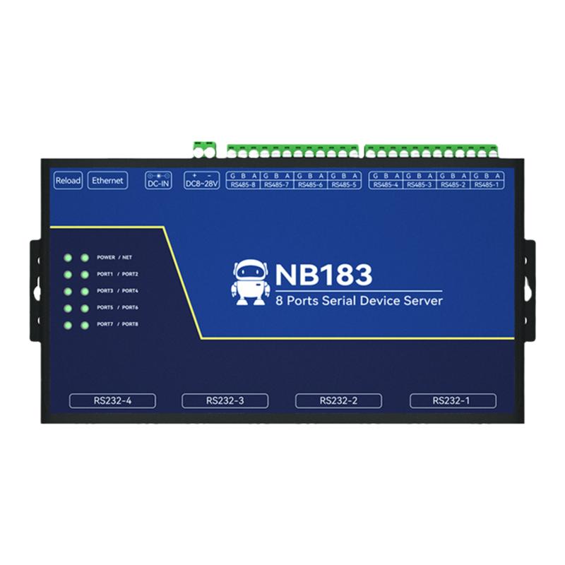 八路串口服务器RS485转RJ45以太网通信物联网透传模块TCP转RTU 通信设备PLC MQTT Modbus8路网关嵌入网络传输