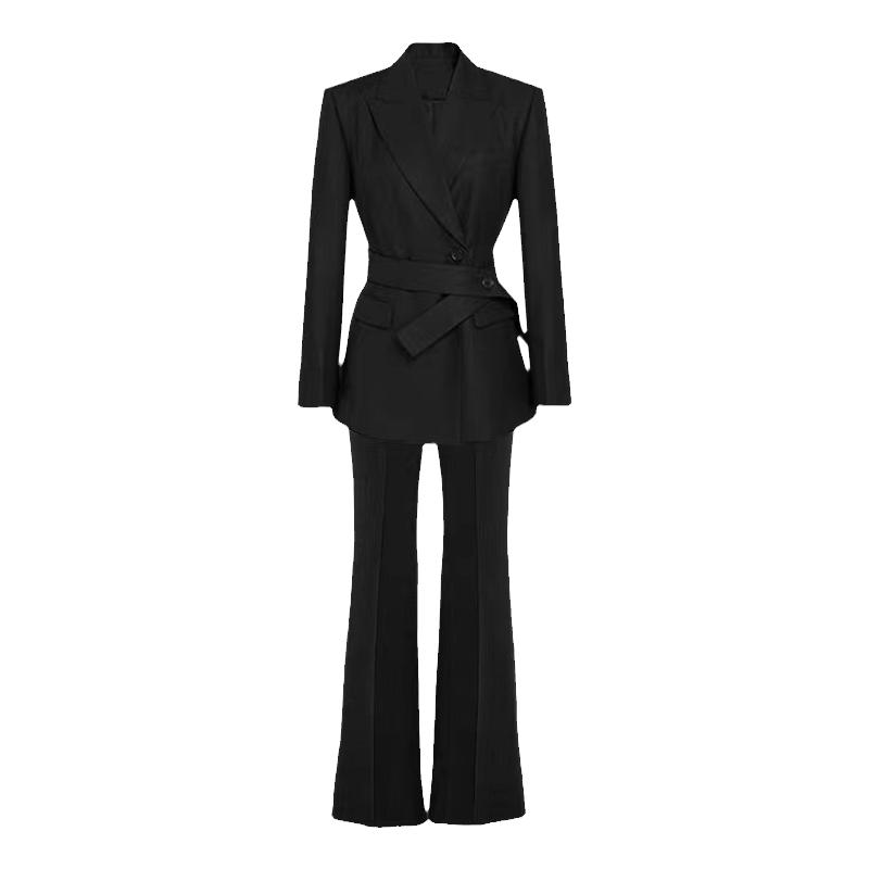 黑色年会礼服西装女新款气质职业高级感设计感轻奢西服两件套套装