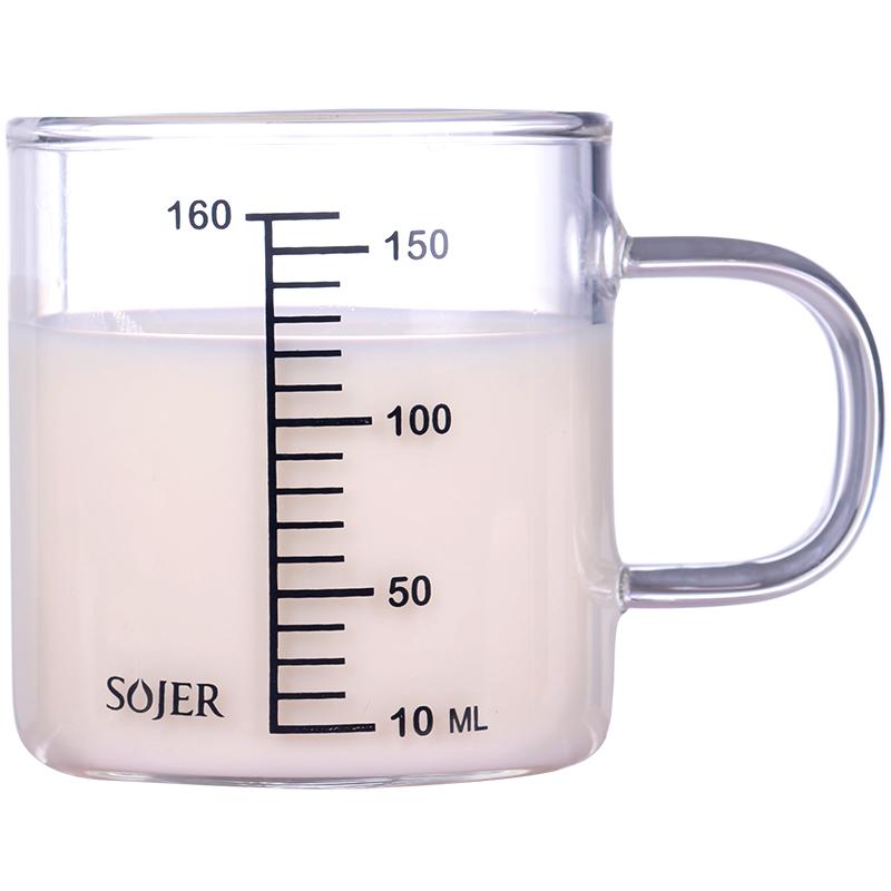 儿童小牛奶杯带刻度迷你小奶杯酸奶杯50ML100ml150毫升幼儿玻璃杯