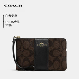 蔻驰（COACH）女士迷你手拿包/手腕包深棕色PVC配皮革58035IMAA8