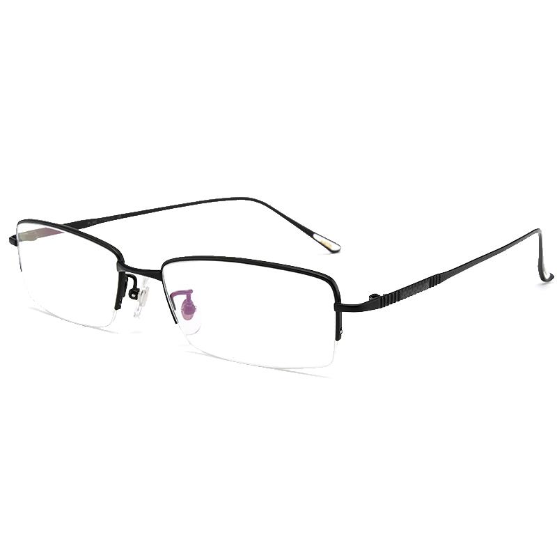 超轻纯钛眼镜男半框眼镜框可配近视镜片防蓝光眼镜金丝预售月底发