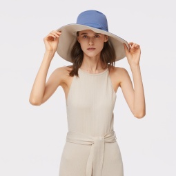 蕉下遮阳帽倍护防晒渔夫帽大帽檐防紫外线防晒帽子女防风旅游出行 石洗蓝 大帽檐倍护防晒帽