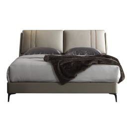 雅兰（AIRLAND）真皮床实木床架现代简约欧式软床主卧室家具双人大床婚床 天鹅堡 冰川灰（真皮床） 双人床1.8m*2.0m(齐边款)