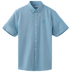 金利来春夏新款短袖衬衫男休闲短袖纯色透气吸湿纯棉衬衣 35-蓝色 XL