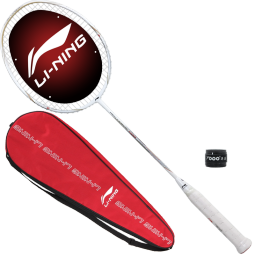 李宁 LI-NING 初中级进阶全碳素羽毛球拍单拍 HC1100 白金(已穿线) 