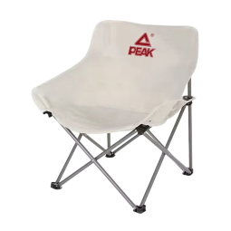 匹克（PEAK）户外折叠椅月亮椅便携靠背钓鱼马扎美术写生导演易收纳露营躺椅 米白色+收纳袋