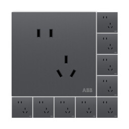ABB 开关插座面板 盈致系列灰色  无边框 86型家用电源 五孔插座10只装