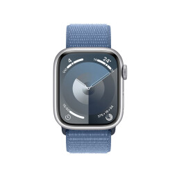 Apple/苹果 Watch Series 9智能手表GPS款41毫米银色铝金属表壳 凛蓝色回环表带 MR923CH/A【快充套装】 