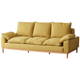 原始原素沙发 实木布艺沙发现代简约小户型客厅榉木三人位沙发座椅 黄色大