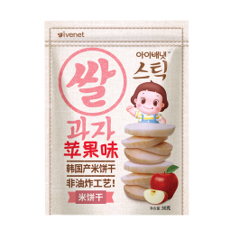艾唯倪（ivenet）米饼儿童零食磨牙饼干宝宝零食不是辅食韩国进口 苹果味30g 