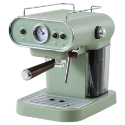 网易严选 复古半自动意式咖啡机 送礼优选 家用办公室打奶泡拉花浓缩 橄榄绿