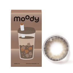 moody美瞳半年抛奶茶系列自然混血大小直径半年抛1片装 巧克力麻薯0度 