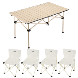 原始人 户外桌椅折叠便携式野餐桌蛋卷桌铝合金露营桌子套装野营用品 95*55cm黑色加长折叠桌 