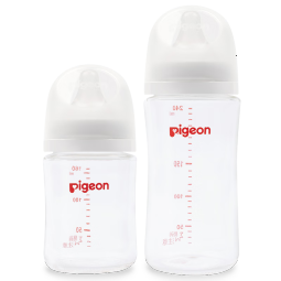 贝亲奶瓶 奶瓶新生儿 婴儿奶瓶 宽口径玻璃奶瓶 自然实感 含衔线设计 160ml 0-3个月 +240ml3-6月 