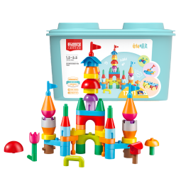 布鲁可 超大颗拼装粒积木玩具生日礼物 百变城堡积木桶