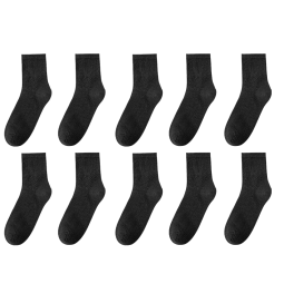惠寻京东自有品牌 袜子男士春夏防臭袜子棉袜中筒运动袜10双装黑色