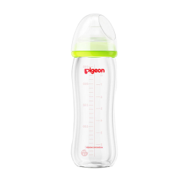 贝亲奶瓶新生儿宝宝宽口径玻璃奶瓶240ml配L号奶嘴-绿色  AA91