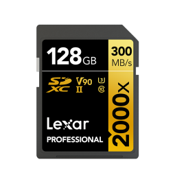 雷克沙（Lexar）128GB SD存储卡 U3 V90 8K视频摄像相机内存卡 读300MB/s 写260MB/s 高速读取录制（2000x）