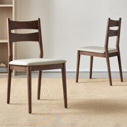 全友家居 餐椅新中式实木框架椅餐厅舒适科技皮软包椅子129706