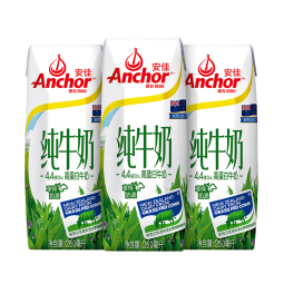 安佳（Anchor）4.4g高蛋白高钙纯牛奶 250ml*3盒 尝鲜装 新西兰原装进口草饲牛奶