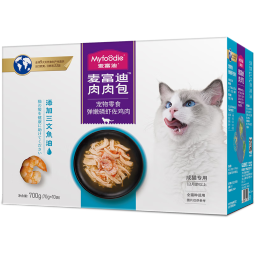 麦富迪猫湿粮 肉肉包猫咪零食肉粒软包罐头 成猫|鸡丝磷虾(70g*10袋)