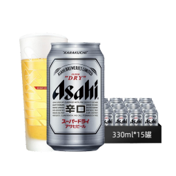 Asahi朝日啤酒超爽生啤酒330ml*15罐*1整箱国产啤酒 330mL 15罐