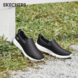 斯凯奇（Skechers）男款休闲一脚套轻便缓震健步鞋运动鞋 网面鞋54600 男款/黑色/白色/BKW 男款41