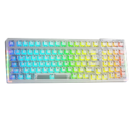 狼蛛（AULA）F98pro客制化透明机械键盘gasket结构全键热插拔有线蓝牙无线三模办公电竞游戏 F98 白透 冰晶轴-线性轴