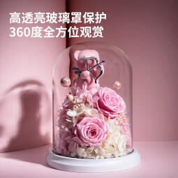 JoyFlower永生花小熊礼盒玫瑰花鲜花摆件生日礼物结婚纪念日送女生朋友老婆