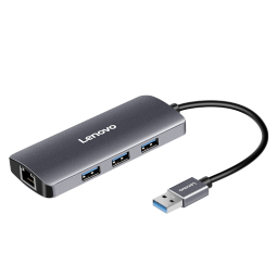 联想（Lenovo）USB3.0分线器拓展坞扩展坞转千兆网口RJ45有线网卡转接头笔记本电脑USB扩展小新一拖四转换器