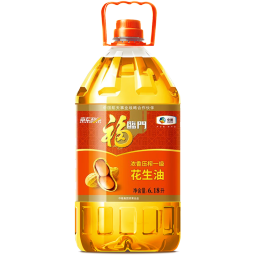 福临门花生油 食用油压榨一级 小榨炒香花生油5L