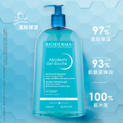 BIODERMA贝德玛新年礼物赋妍保湿滋养洁肤啫喱沐浴露保湿男女通用 1L（效期至2025年12月1日）