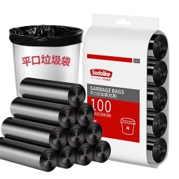 Sodolike点断式垃圾袋中号加厚45*50cm*5卷平口家用办公垃圾袋 黑色100只