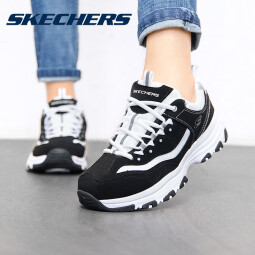 斯凯奇（Skechers）男女鞋简约拼色老爹鞋轻便透气耐磨运动休闲鞋 黑色/白色（男款） 41