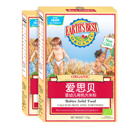 爱思贝（EARTH'S BEST）【春节礼盒】有机原味大米粉高铁米糊婴儿宝宝辅食6个月175g*2盒