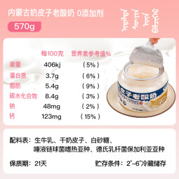 蒙希顿奶皮子酸奶570g 内蒙古特产低温酸奶网红款拉丝奶皮子酸奶 570g/桶