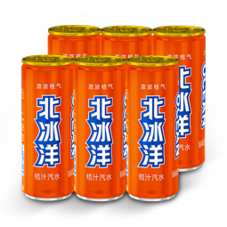 北冰洋 桔汁汽水330ml*6罐 果汁碳酸饮料