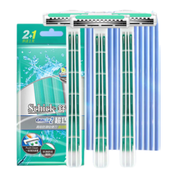 舒适(Schick)轻便男士手动便携刮胡刀【2+1支装】快速方便剃须刀