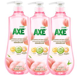 斧头牌AXE除菌洗洁精 青蒿洗洁精洗涤灵厨房洗碗液餐具清洗剂杀菌组合装 水漾蜜桃1kg*3瓶